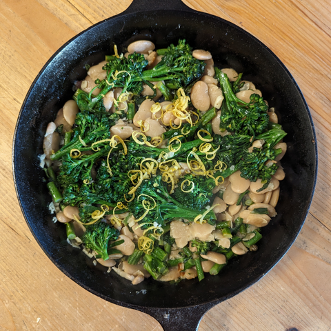 Lemony Garlic Broccolini and Broad Beans