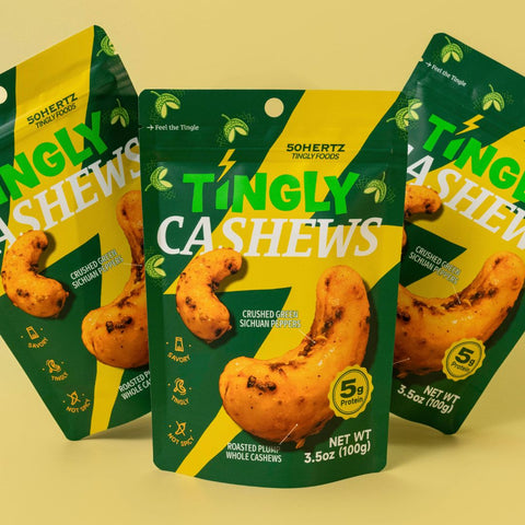 50Hertz Expands Its Snack Line With Tingly Cashews — A Savory-Sweet, Creamy Crunch With a Bright, Electric Sichuan Tingle