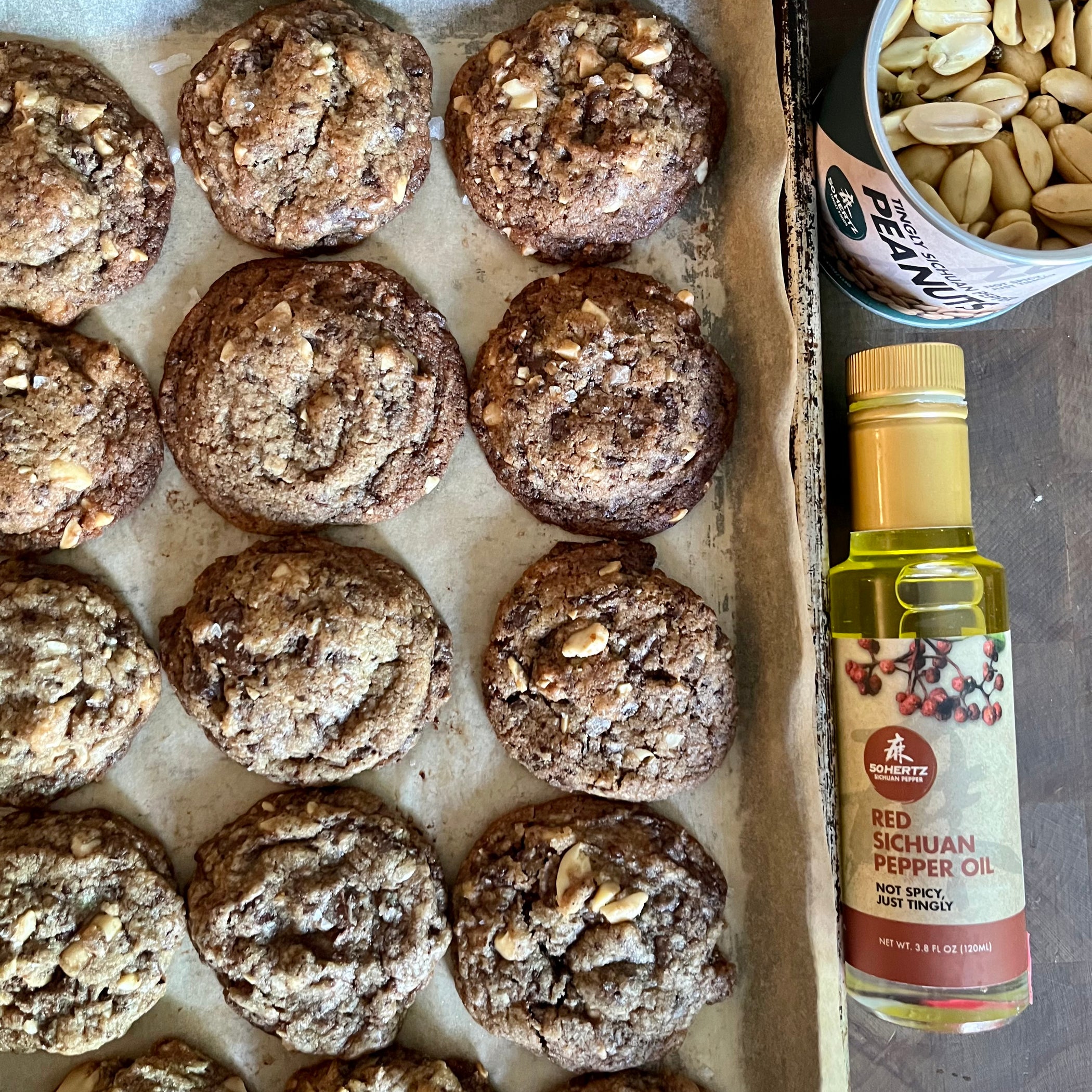 Tingly Sichuan pepper peanut chocolate chip cookie – 50Hertz Tingly Foods