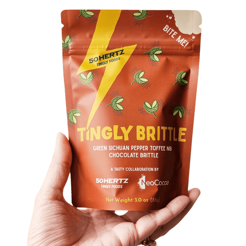 50Hertz Tingly Foods Tingly Brittle — Green Sichuan Pepper Toffee Nib Dark Milk Chocolate (50Hertz × NeoCocoa)